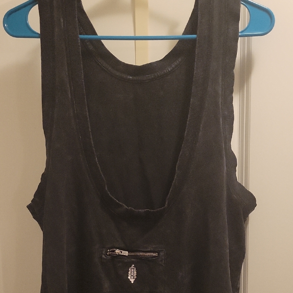 FP Movement by Free People Black Tank Dress with Zipper Detail